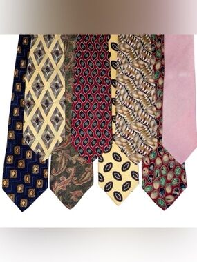 Robert Talbott Mens Tie Lot (8) Silk Multicolor Geometric Paisley Classic Size